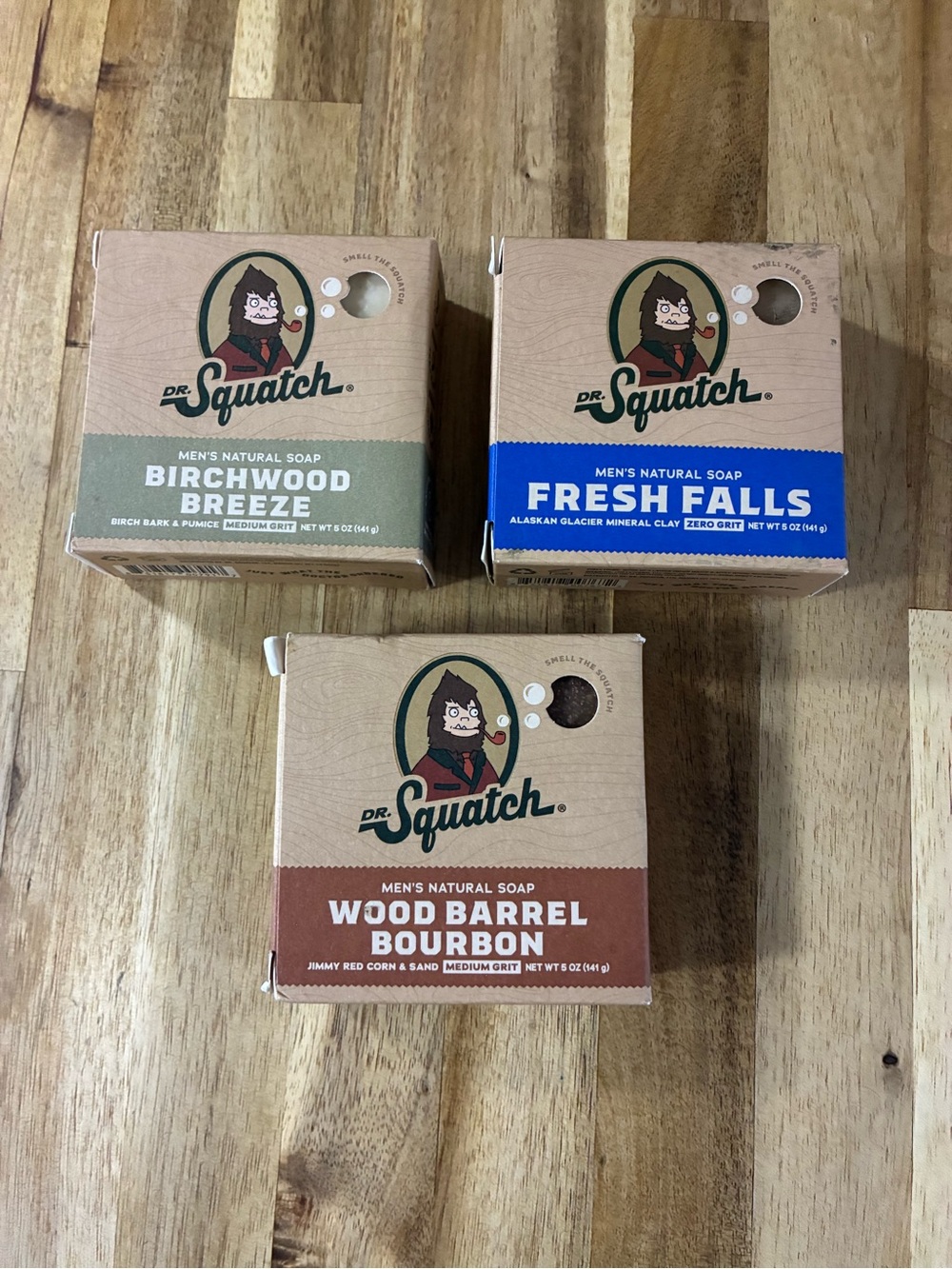 Dr. Squatch Men's Natural Oils Soap Set of 3 Bars Fresh Scented Bar Soap 5 oz.